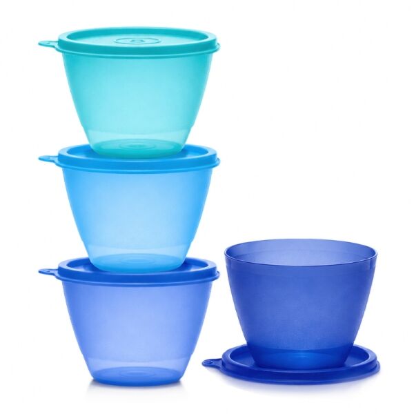 Tupperware Bewaarbakjes 380 ml blauw groen bewaarkommen koelkastkommen bakjes met deksel