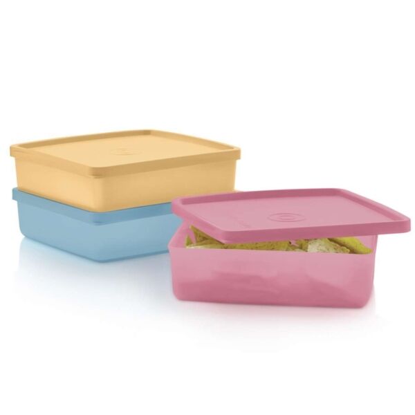 Tupperware 3 Broodtrommels Vierkant