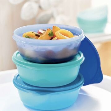 Tupperware 3 Ruimtekommen 600 ml blauw groen