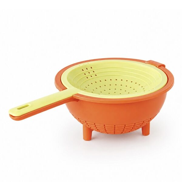 Tupperware Dubbel Vergiet oranje geel vintage vergietje