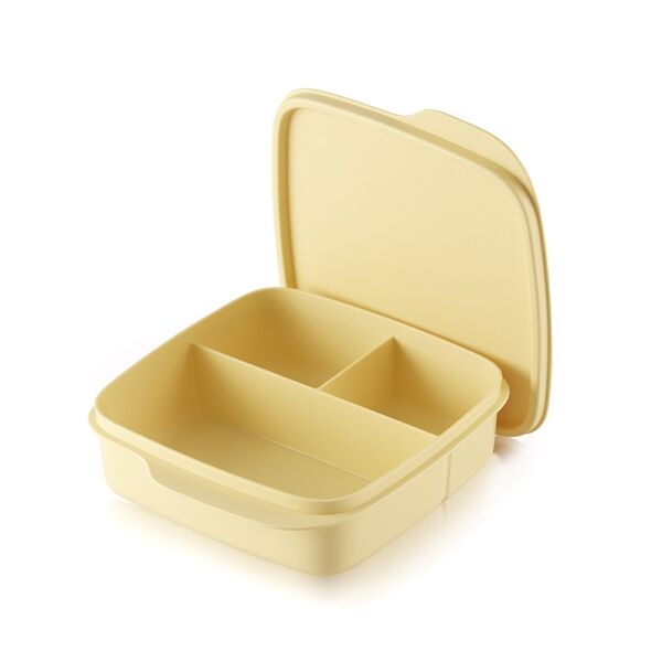 Tupperware snackbox vakjeslunchbox klein geel